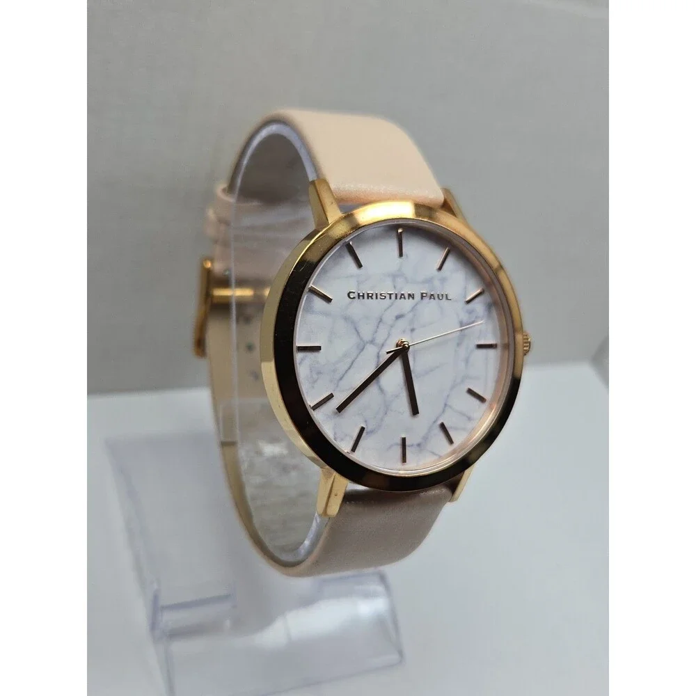 Christian Paul Whitehaven MWR4303 Marble Rose Gold 43mm Quartz Watch New Battery